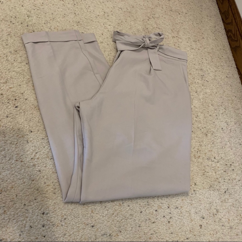 ASOS Tie Waist Grey Paperbag Dress Pants